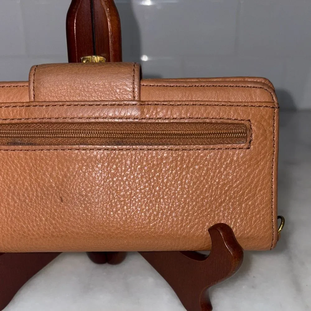 Fossil Wallet Leather Quinn Slim Wristlet Clutch Bi-Fold Pebbled Leather Wallet